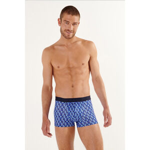 Hom Men Skylar Stretch Boxer Briefs Blue Print Size M